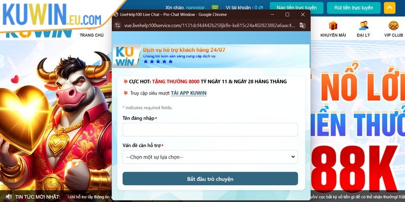 Sân chơi hiện đang hỗ trợ tính năng chat trực tuyến siêu tiện lợi